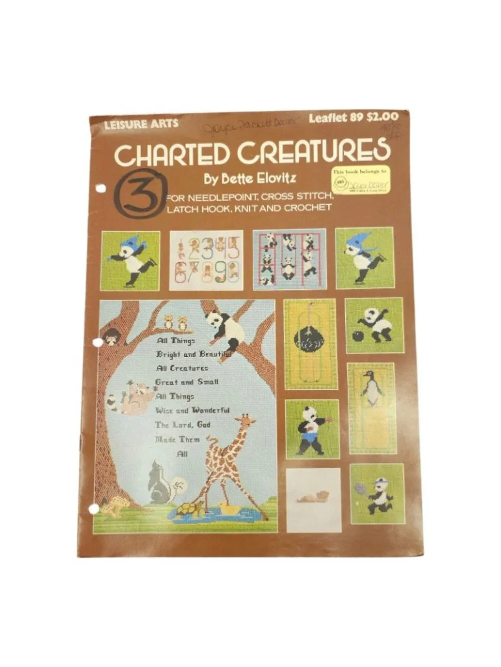 Cross Stitch Pattern Booklets Vintage Lot of 4 Animal Safari Cat Needlepoint DIY